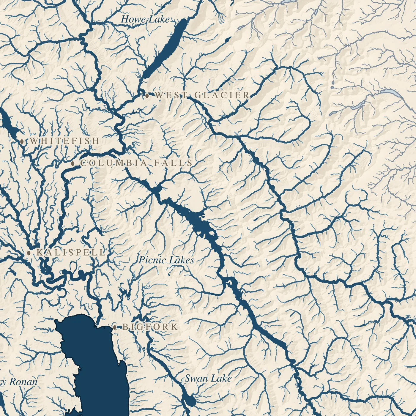 Flathead Lake, detail at print scale